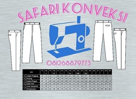 Size Chart Celana SAFARI