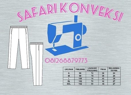 Size Chart Celana trening SAFARI