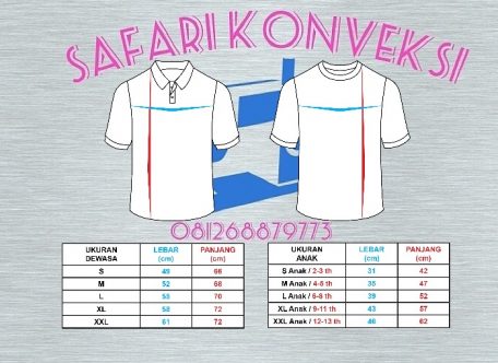 Size Chart Kaos SAFARI