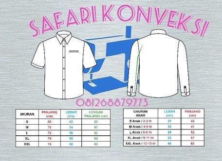 Size Chart kemeja SAFARI